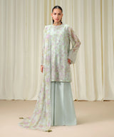 Sapphire Embroidered Chiffon Suit