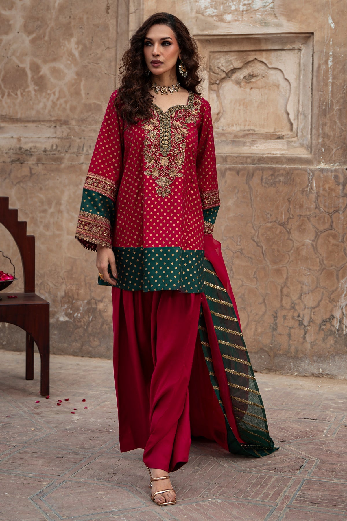 3-PC Embroidered Luxury Suit By Charizma