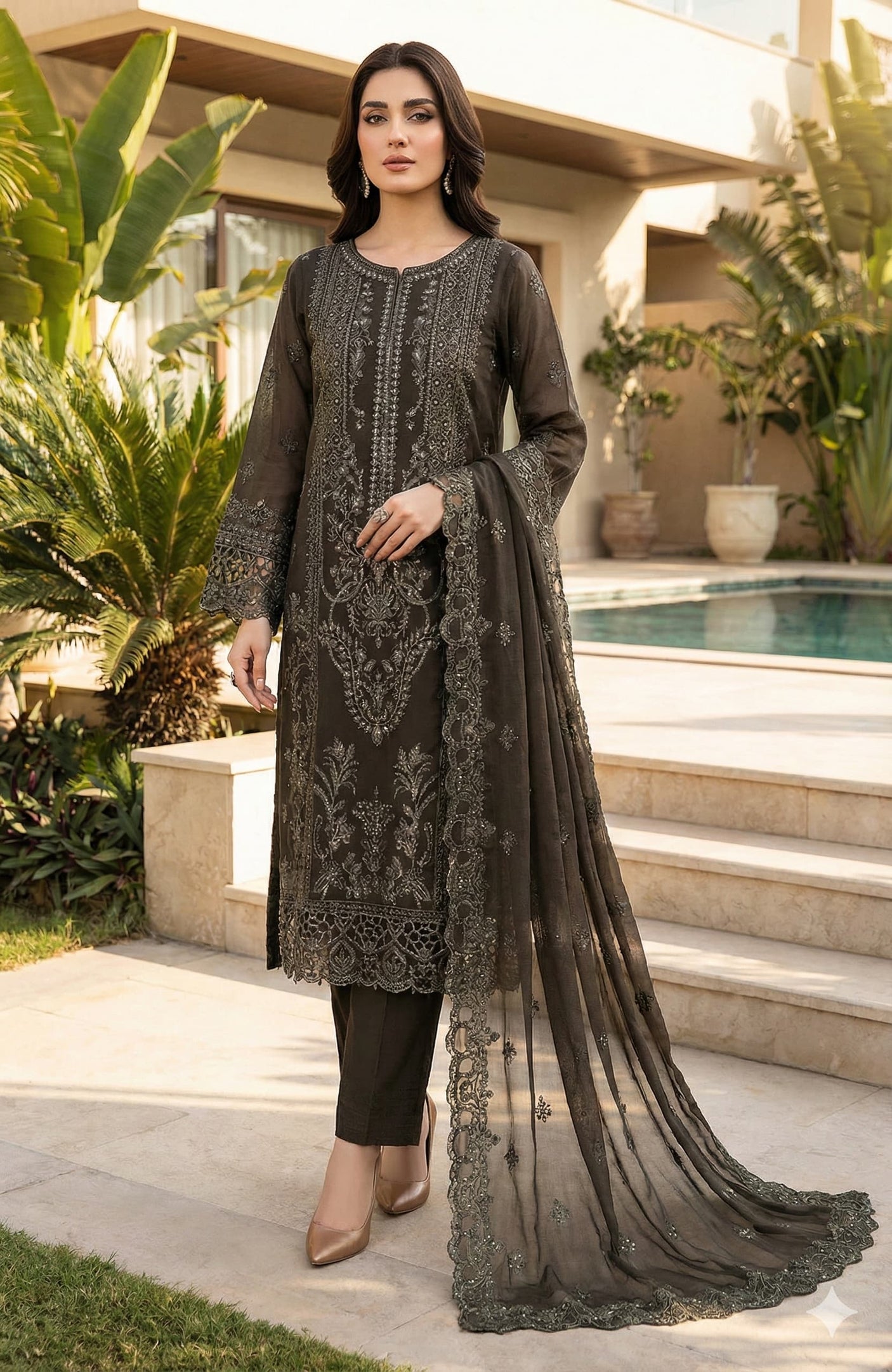 Luxury Embroidered Chiffon By Sadabahar
