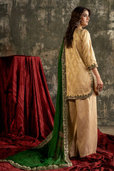 3-PC Embroidered Raw-Silk Suit By Charizma
