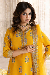 3-PC Embroidered Raw Silk Suit By Charizma