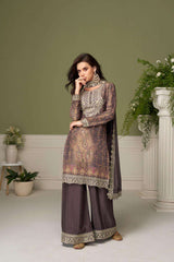 Indian Embroidered Chinon Palazzo Suit