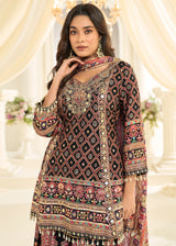 Black Crepe Silk Aari & Gota Patti Work Palazzo Style Suit