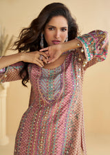 Multicolor Trendy Crepe Printed Palazzo Style Suit