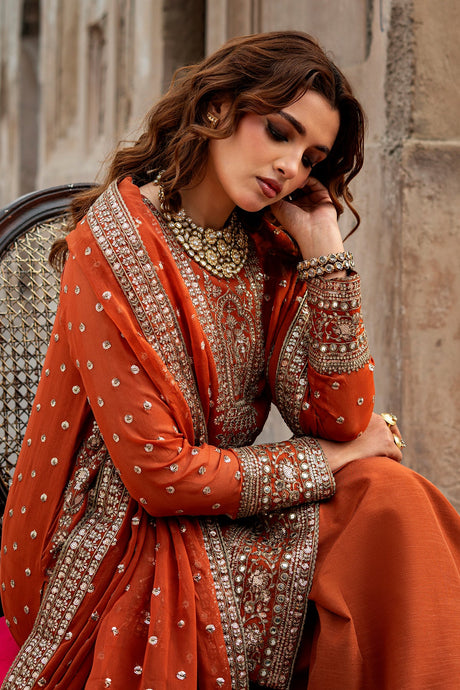 3-PC Embroidered Raw-Silk Suit By Charizma