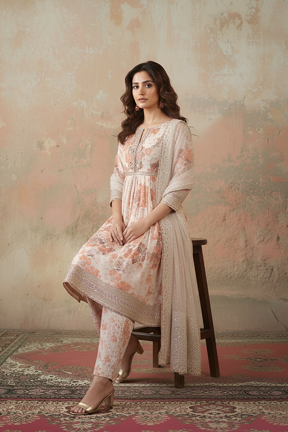3-PC Embroidered Luxury Suit By Charizma