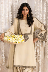 3-PC Embroidered Raw-Silk Suit By Charizma
