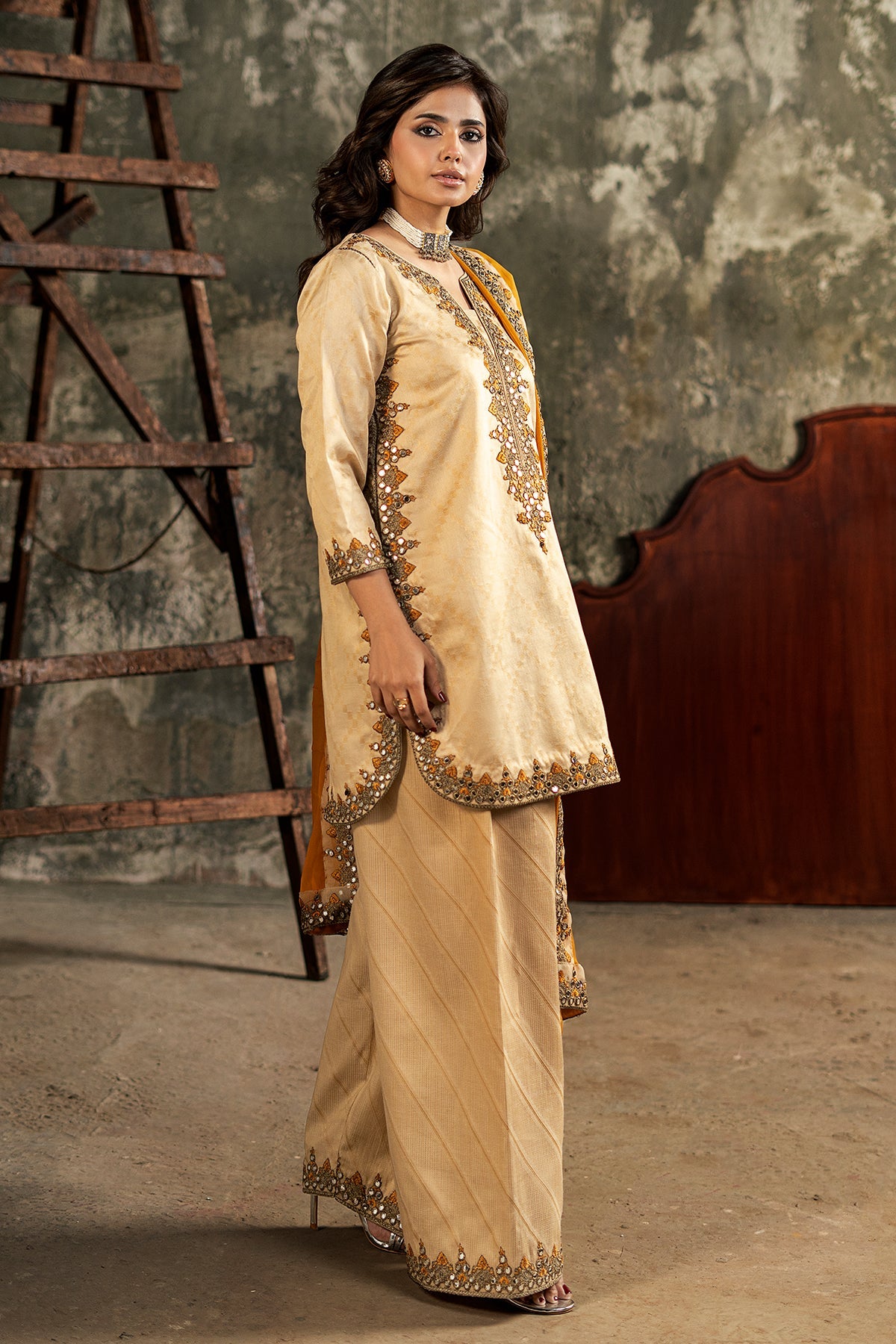 3-PC Embroidered Luxury Suit By Charizma