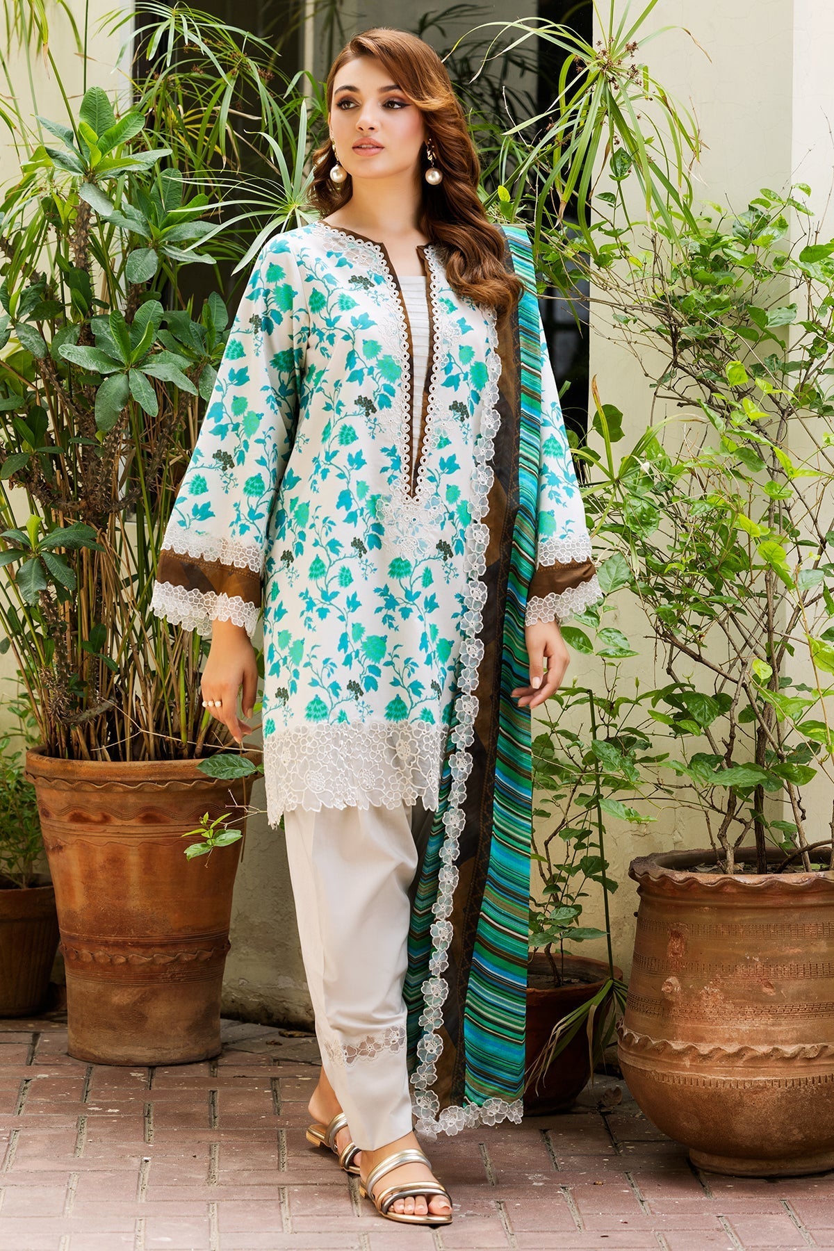 3-PC Embroidered Lawn Suit by Charizma