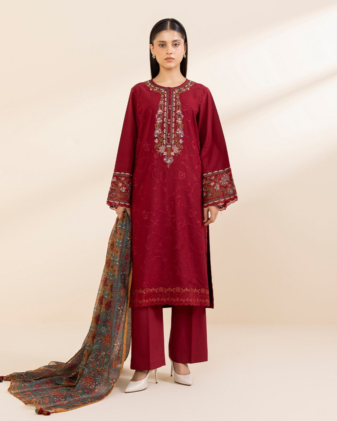 3 Piece - Embroidered Karandi Suit