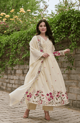 Chanderi Silk Embroidered & Handwork Anarkali Set