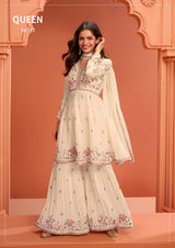 Indian Chinon Silk Sharara Suit
