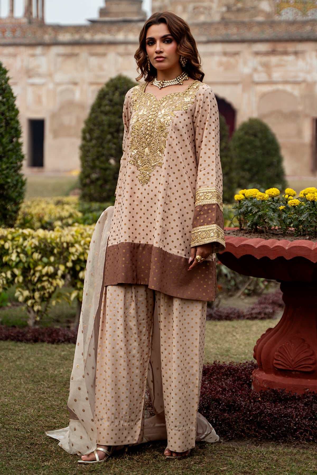 3-PC Embroidered Raw-Silk Suit By Charizma