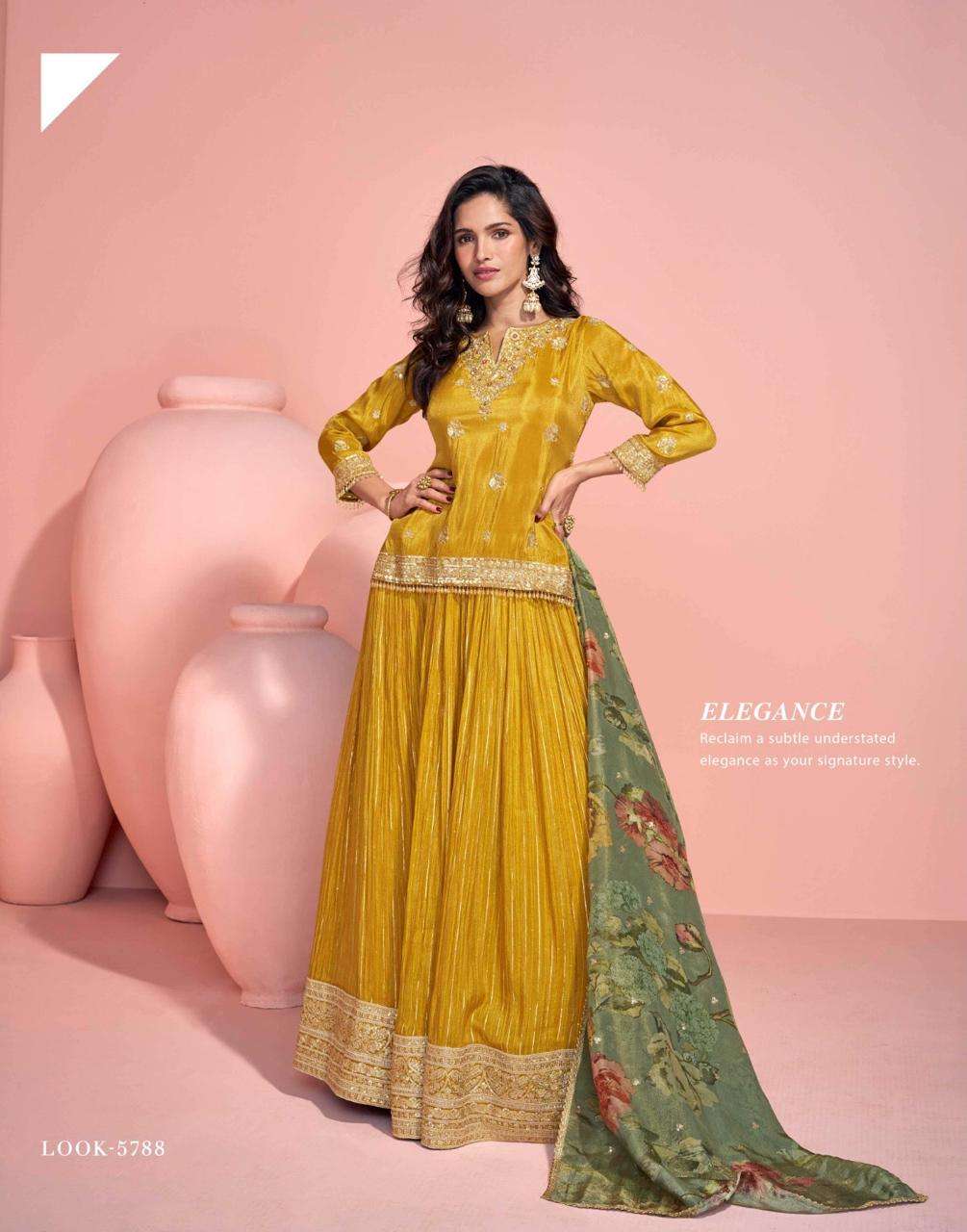 Mustard Yellow Peplum Style Anarkali Suit