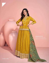 Mustard Yellow Peplum Style Anarkali Suit