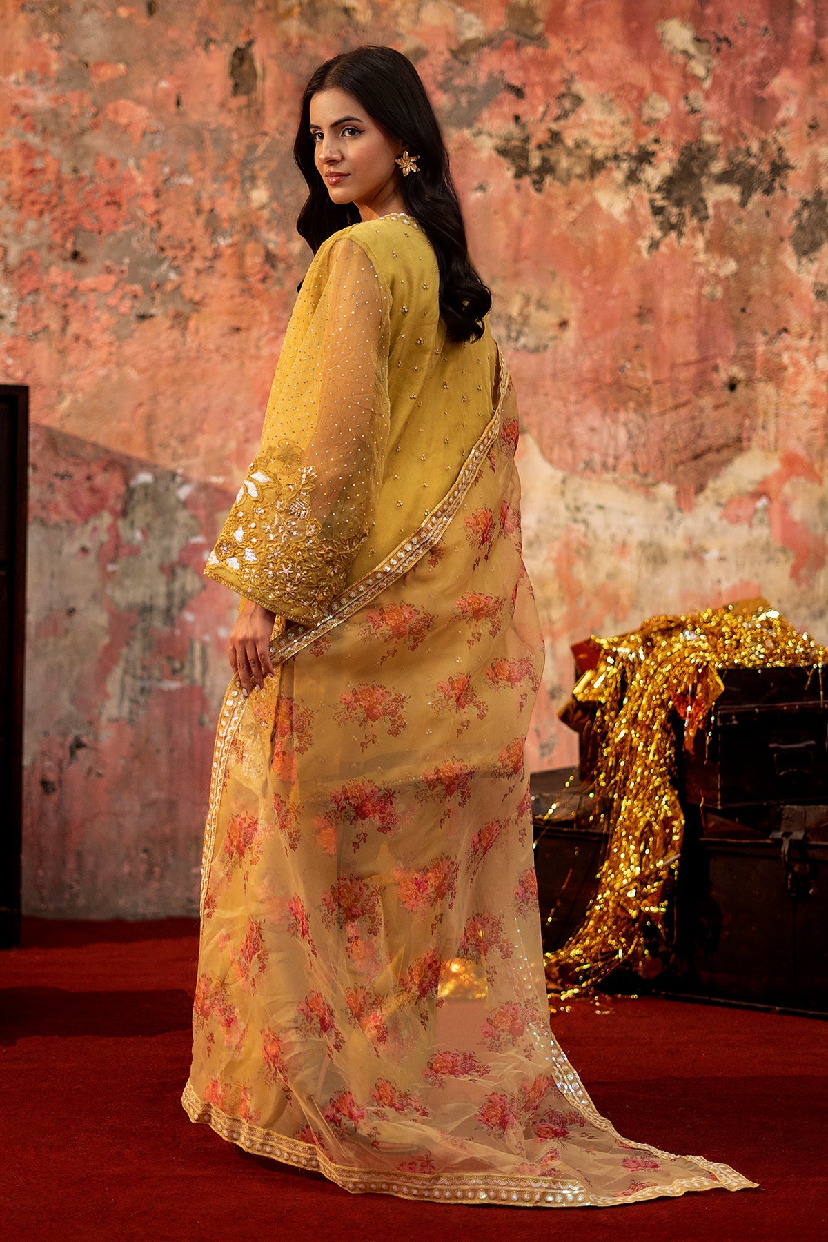 3-PC Embroidered Raw-Silk Suit By Charizma