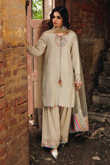 3-PC Embroidered Raw-Silk Suit By Charizma