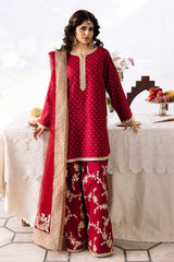 3-PC Embroidered Raw-Silk Suit By Charizma