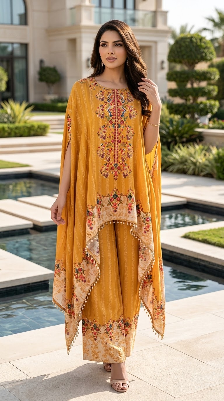 Natura Crape Chiffon Dup Kaftan