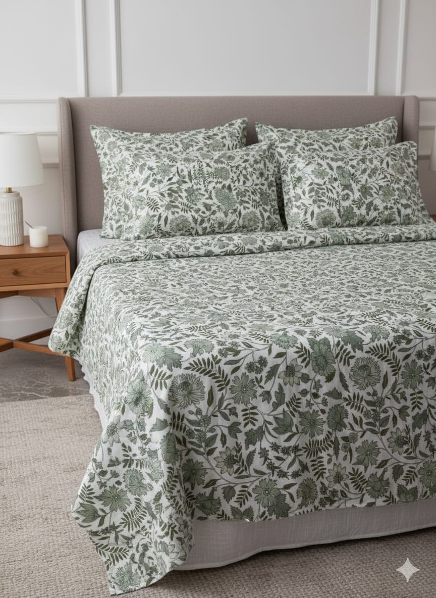 Pakistani King Size Bedcover with matching Pillow Covers