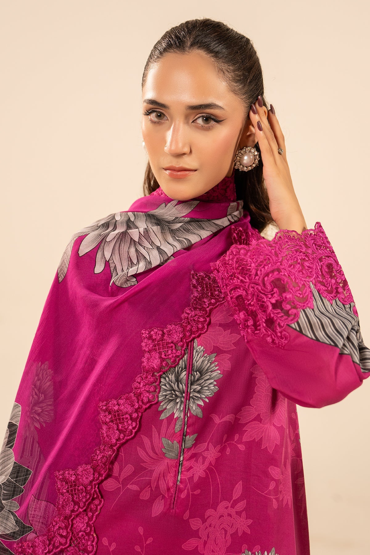 3-PC Embroidered Lawn Suit By Charizma
