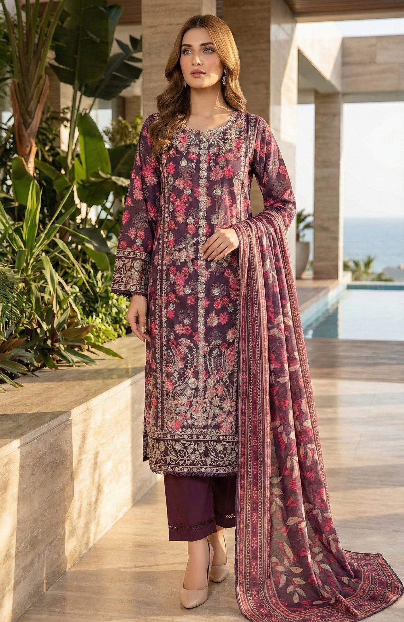 Sadabahar Embroidered Lawn 3 Piece Suit