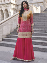Silk Wedding Salwar Kameez
in Pink and Majenta with Zari work