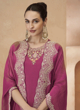 Rani Pink Designer Party Wear Embroidered Palazzo Suit