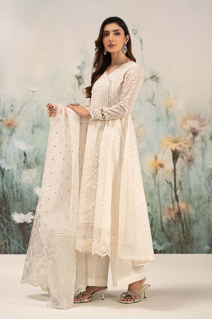 Maria. B. Embroidered Organza Suit