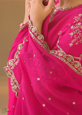 Hot Pink Crepe Silk Dhoti Suit