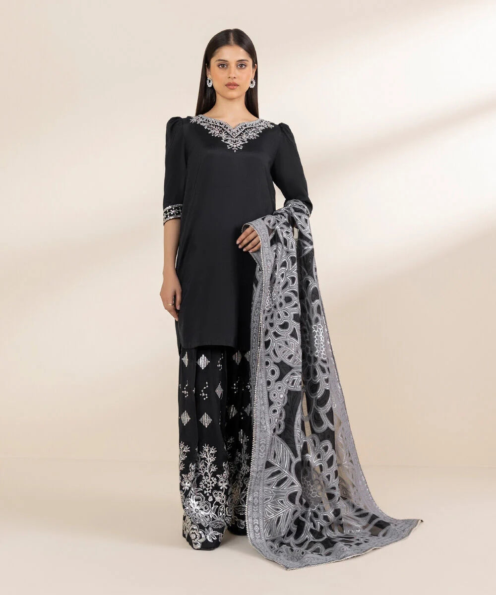 Sapphire 3Pc Embroidered Cotton Suit