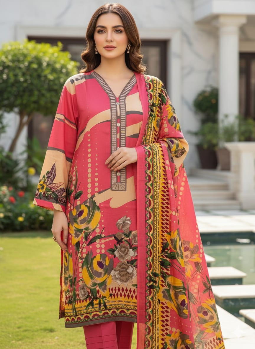 Pakistani linen Embroidered Salwar kameez Ready To Ship