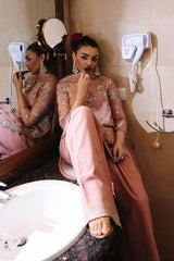 3-PC Embroidered Raw-Silk Suit by Charizma