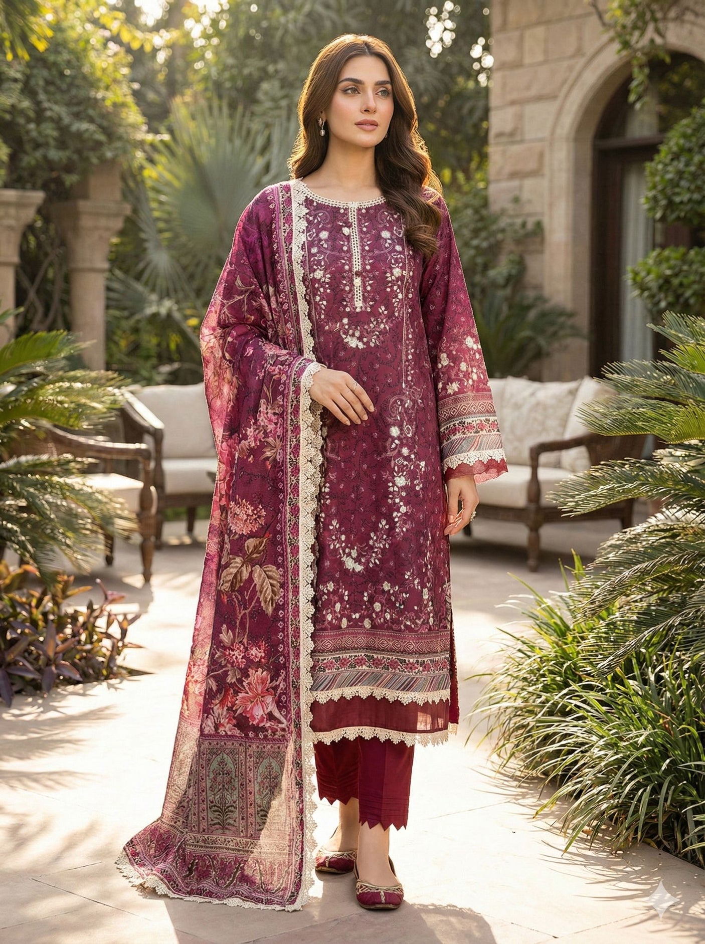 Mausummery Embroidered Lawn Suit