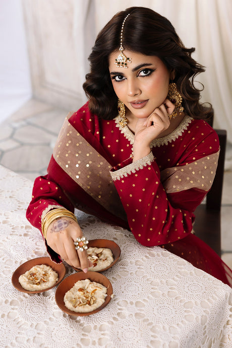 3-PC Embroidered Raw-Silk Suit By Charizma