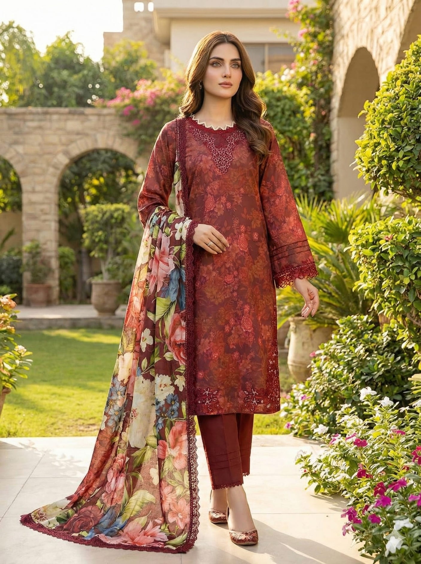 Noer by Gulljee Embroidery lawn