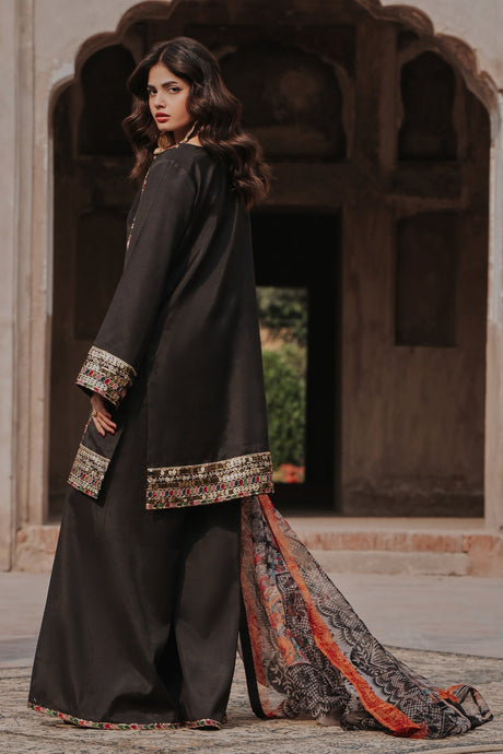 3-PC Embroidered Raw-Silk Suit By Charizma