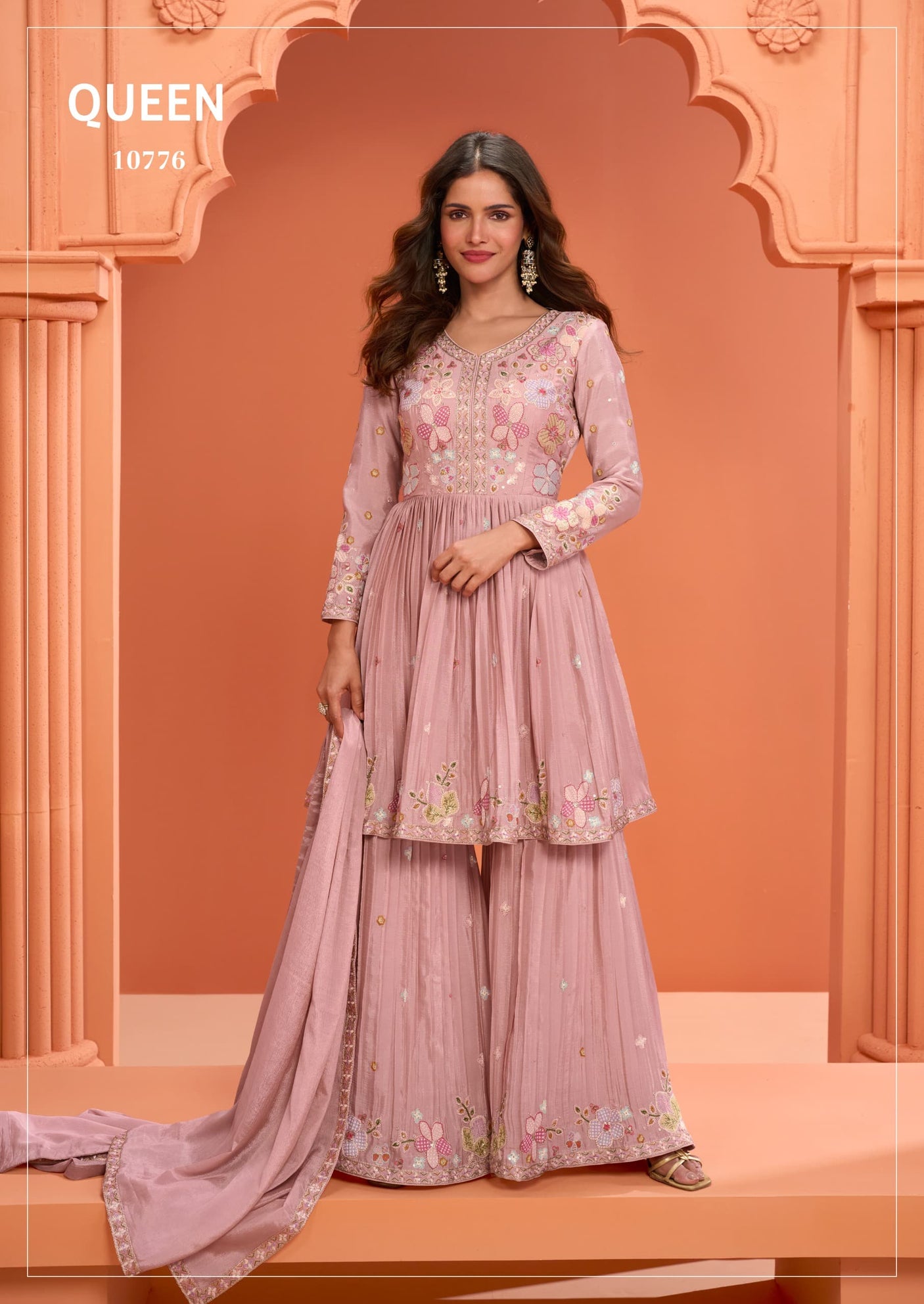 Indian Chinon Silk Sharara Suit