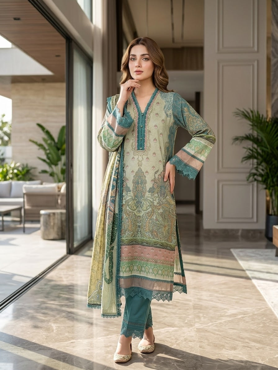 Jade Urbane Embroidered Lawn