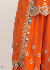 Orange Resham Embroidered Chinon Palazzo Suit