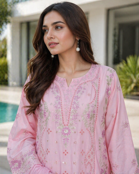 Bin Saeed Luxury Embroidered Lawn With Chiffon Dupatta