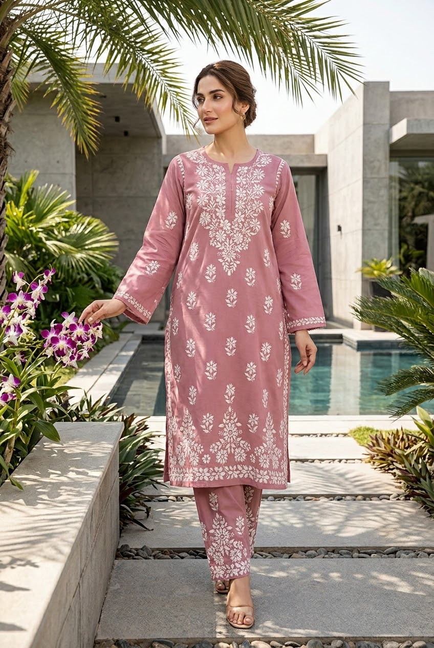 Lucknow 2pc Embroidered Co-Ord Set