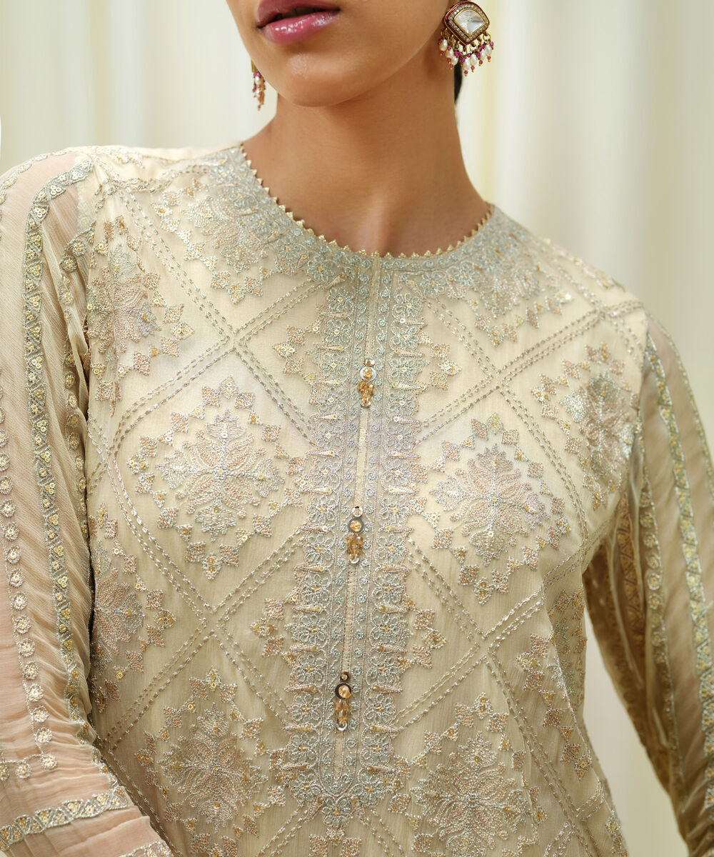 3 Piece - Embroidered Chiffon Suit by Sapphire