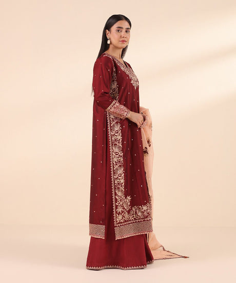 Sapphire Embroidered Raw Silk Suit
