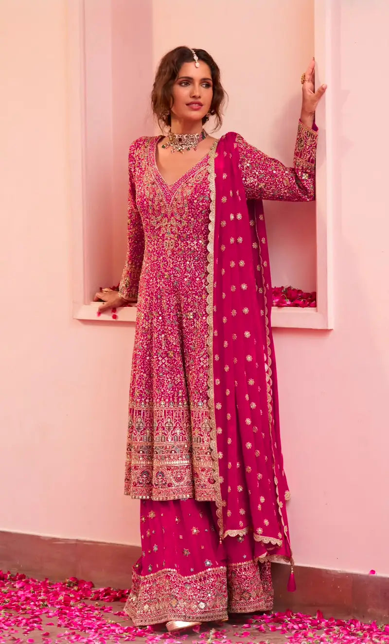 Real Georgette Embroidered Sharara Suit
