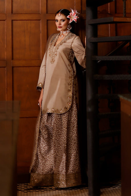 3-PC Embroidered Raw-Silk Suit By Charizma