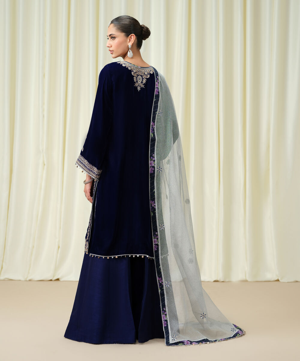 3 Piece - Embroidered Velvet Suit by Sapphire