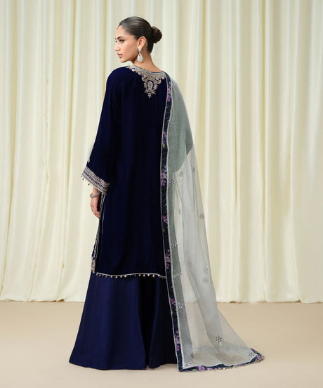 3 Piece - Embroidered Velvet Suit by Sapphire
