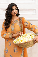 3-PC Embroidered Raw Silk Suit By Charizma