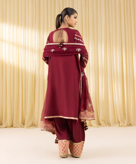 3 Piece - Embroidered Raw Silk Suit by Sapphire